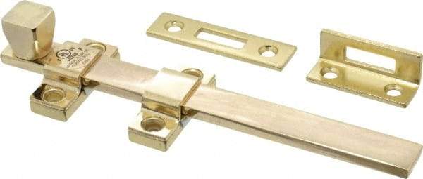 Don-Jo - 8" Long, 1" Wide Brass Surface Bolt - Polished Brass - Americas Industrial Supply