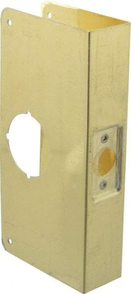Don-Jo - 4-1/4" Wide x 9" High, Polished Brass Finish, Door Reinforcer - 1-3/4" Thick Door, 2-3/4" Backset - Americas Industrial Supply