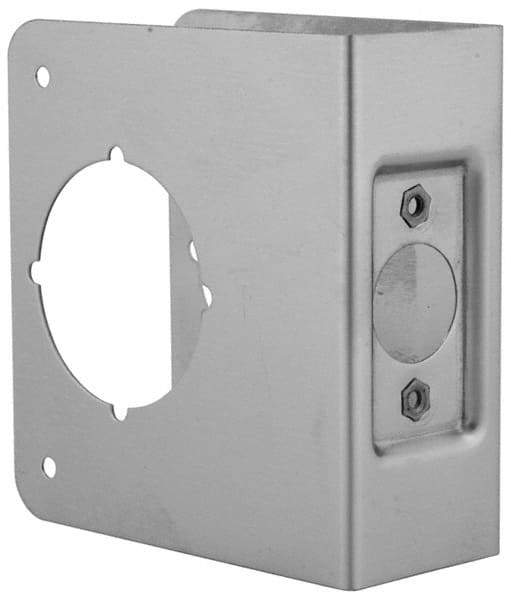 Don-Jo - 4" Wide x 4-1/2" High, Stainless Steel, Door Reinforcer - 1-3/8" Thick Door, 2-3/8" Backset - Americas Industrial Supply