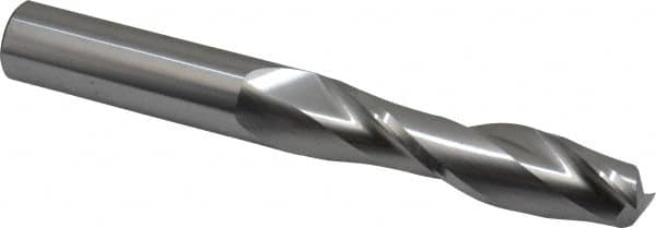 SGS - 3/4", 3" LOC, 3/4" Shank Diam, 6" OAL, 2 Flute, Solid Carbide Square End Mill - Single End, Uncoated, Spiral Flute, 30° Helix, Centercutting, Right Hand Cut, Right Hand Flute, Series 3EL - Americas Industrial Supply