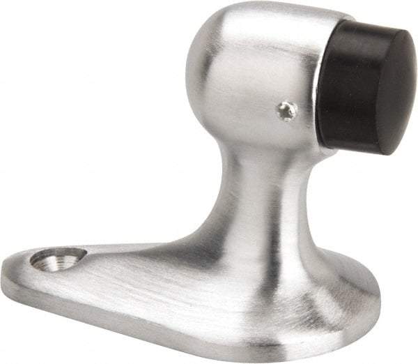 Don-Jo - 2-1/8" Projection Small Gooseneck Door Stop - Floor Mount, Satin Chrome Finish - Americas Industrial Supply