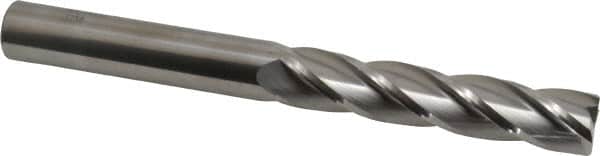 SGS - 5/8", 3" LOC, 5/8" Shank Diam, 6" OAL, 4 Flute, Solid Carbide Square End Mill - Single End, Uncoated, Spiral Flute, 30° Helix, Centercutting, Right Hand Cut, Right Hand Flute, Series 1EL - Americas Industrial Supply