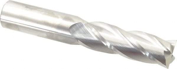 SGS - 1", 3" LOC, 1" Shank Diam, 6" OAL, 4 Flute, Solid Carbide Square End Mill - Single End, Uncoated, Spiral Flute, 30° Helix, Centercutting, Right Hand Cut, Right Hand Flute, Series 1EL - Americas Industrial Supply