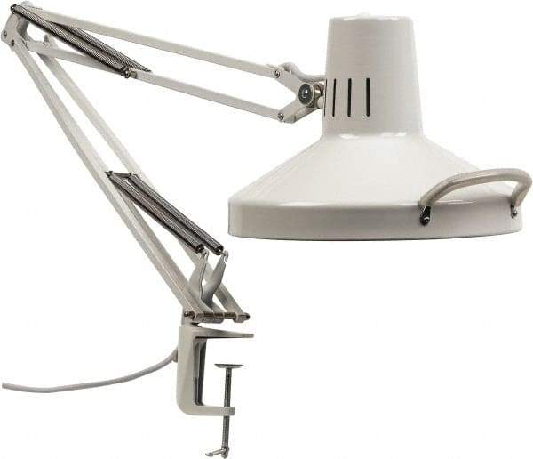 Value Collection - 120 VAC, 22, 100 Watt, Swing Arm Machine Light - Clamp Mount, 5 Ft. Cord, White - Americas Industrial Supply