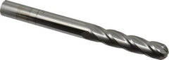 SGS - 3/8" Diam, 1-3/4" LOC, 4 Flute Solid Carbide Ball End Mill - Uncoated, Single End, 4" OAL, 3/8" Shank Diam, Spiral Flute - Americas Industrial Supply