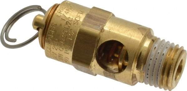 Conrader - 1/4" Inlet, ASME Safety Relief Valve - 150 Max psi, Brass, 136 Cubic' per Min - Americas Industrial Supply