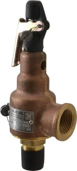 Midwest Control - 1/2" Inlet, 3/4" Outlet, ASME Safety Relief Valve - 150 Max psi, Bronze, 350 Cubic' per Min - Americas Industrial Supply