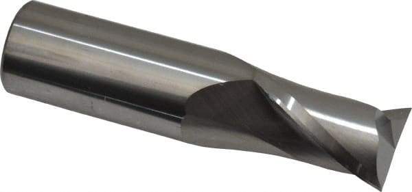 SGS - 3/4", 1" LOC, 3/4" Shank Diam, 3" OAL, 2 Flute, Solid Carbide Square End Mill - Single End, Uncoated, Spiral Flute, 30° Helix, Centercutting, Right Hand Cut, Right Hand Flute, Series 17 - Americas Industrial Supply