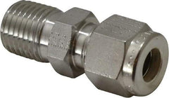 Parker - 5/16" OD, Stainless Steel Male Connector - -425 to 1,200°F, 9/16" Hex, Comp x MNPT Ends - Americas Industrial Supply
