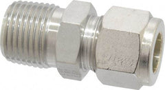 Parker - 1/2" OD, Stainless Steel Male Connector - 7/8" Hex, Comp x MNPT Ends - Americas Industrial Supply