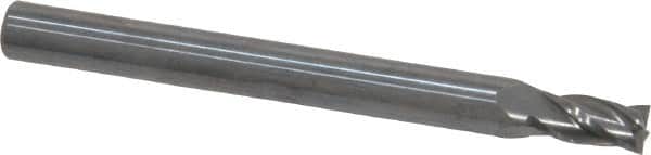 SGS - 5/32", 5/16" LOC, 3/16" Shank Diam, 2" OAL, 4 Flute, Solid Carbide Square End Mill - Single End, Uncoated, Spiral Flute, 30° Helix, Centercutting, Right Hand Cut, Right Hand Flute, Series 16 - Americas Industrial Supply
