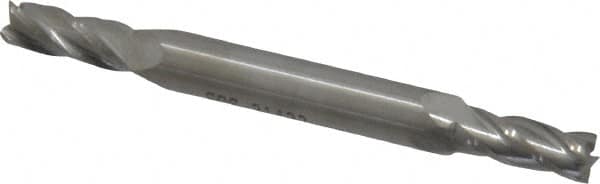 SGS - 13/64", 1/2" LOC, 1/4" Shank Diam, 2-1/2" OAL, 4 Flute, Solid Carbide Square End Mill - Double End, Uncoated, Spiral Flute, 30° Helix, Centercutting, Right Hand Cut, Right Hand Flute, Series 14 - Americas Industrial Supply