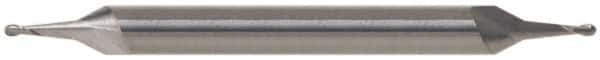 Atrax - 1/2" Diam, 1" LOC, 2 Flute Solid Carbide Ball End Mill - Uncoated, Double End, 4" OAL, 1/2" Shank Diam - Americas Industrial Supply