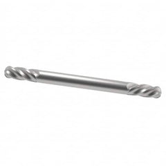 SGS - 1/8" Diam, 1/4" LOC, 4 Flute Solid Carbide Ball End Mill - Uncoated, Double End, 1-1/2" OAL, 1/8" Shank Diam, Spiral Flute - Americas Industrial Supply