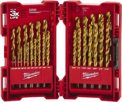 Milwaukee Tool - 135° Point, TiN Finish High Speed Steel Maintenance Length Drill Bit Set - Americas Industrial Supply