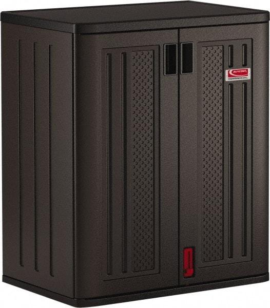 Suncast - 2 Shelf Locking Storage Cabinet - Polypropylene, 30" Wide x 20-1/4" Deep x 36" High, Gray - Americas Industrial Supply