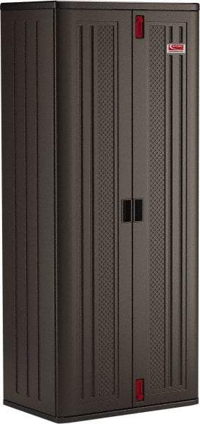 Suncast - 4 Shelf Locking Storage Cabinet - Polypropylene, 30" Wide x 20-1/4" Deep x 72" High, Gray - Americas Industrial Supply