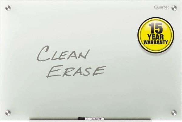 Quartet - 48" High x 72" Wide Dry Erase - Glass, Includes Dry-Erase Marker, (2) Rare-Earth Magnets & Mounting Kit - Americas Industrial Supply