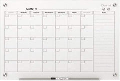 Quartet - 24" High x 36" Wide Magnetic Dry Erase Calendar - Plastic, Includes Dry-Erase Marker, Magnet & Mounting Kit - Americas Industrial Supply