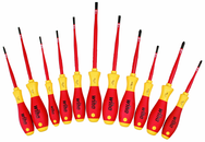Insulated Slim Integrated Insulation 11 Piece Screwdriver Set Slotted 3.5; 4; 4.5; 5.5; 6.5; Phillips #1 & 2; Xeno #1 & 2; Square #1 & 2 - Americas Industrial Supply