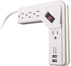 Woods PRO - 4 Outlets, 125 Volts, 15 Amps, 4' Cord, Power Outlet Strip - Keyhole Mount, 5-15 NEMA Configuration, 6-1/2" Strip, cULus - Americas Industrial Supply