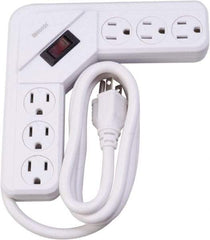 Woods PRO - 6 Outlets, 125 Volts, 15 Amps, 4' Cord, Power Outlet Strip - Keyhole Mount, 5-15 NEMA Configuration, 6-1/2" Strip, cULus - Americas Industrial Supply