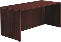 ALERA - Woodgrain Laminate Desk Shell - 65" Wide x 29-1/2" Deep x 29-5/8" High, Mahogany - Americas Industrial Supply