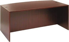 ALERA - Woodgrain Laminate Bow Front Desk - 71" Wide x 41-3/8" Deep x 29-5/8" High, Mahogany - Americas Industrial Supply