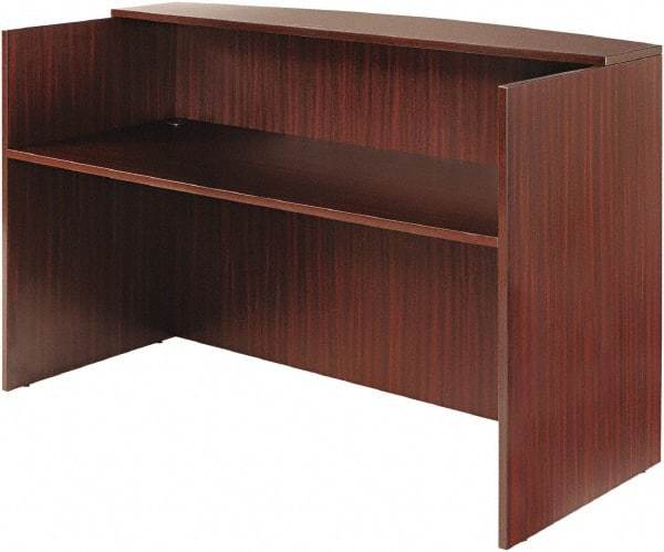 ALERA - Woodgrain Laminate Reception Desk - 71" Wide x 35-1/2" Deep x 42-1/2" High, Mahogany - Americas Industrial Supply