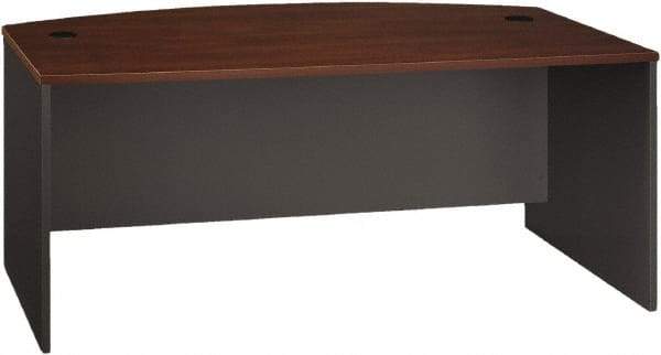 Bush Business Furniture - Laminate Over Wood Bow Front Desk - 71-1/8" Wide x 36-1/8" Deep x 29-7/8" High, Hansen Cherry & Graphite Gray - Americas Industrial Supply