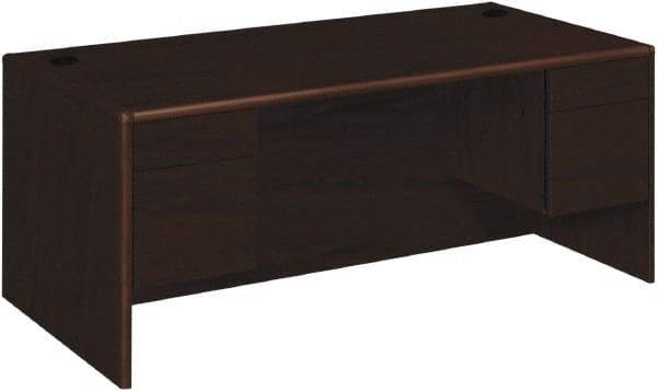 Hon - High Pressure Laminate Double Pedestal Desk - 72" Wide x 36" Deep x 29-1/2" High, Mahogany - Americas Industrial Supply