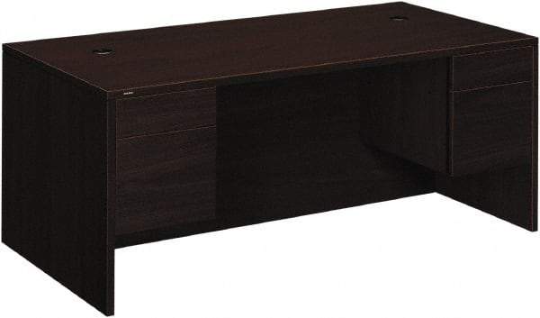 Hon - Woodgrain Laminate Double Pedestal Desk - 72" Wide x 36" Deep x 29-1/2" High, Mahogany - Americas Industrial Supply