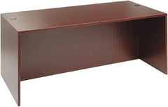 ALERA - Woodgrain Laminate Desk Shell - 71" Wide x 35-1/2" Deep x 29-5/8" High, Mahogany - Americas Industrial Supply