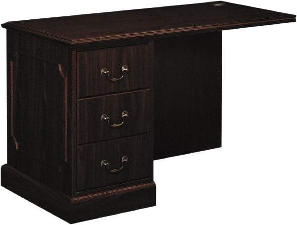 Hon - High Pressure Laminate Left Return Desk - 48" Wide x 24" Deep x 29-1/2" High, Mahogany - Americas Industrial Supply