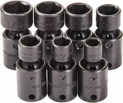 Proto - 7 Piece 3/8" Drive Black Finish Impact Socket Set - 6 Points, 3/8" to 3/4" Range, Inch Measurement Standard - Americas Industrial Supply