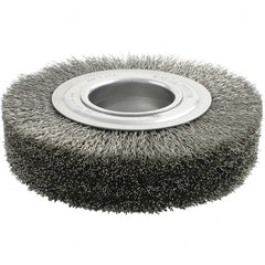 Brush Research Mfg. - 12" OD, 2" Arbor Hole, Crimped Carbon Wheel Brush - 2" Face Width, 2" Trim Length, 3,000 RPM - Americas Industrial Supply