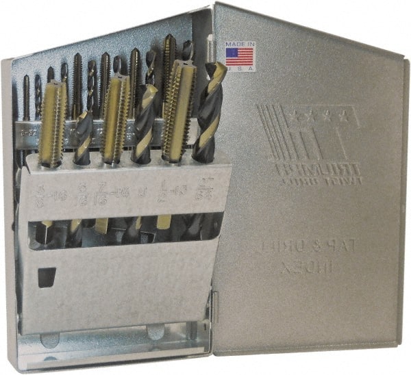 Triumph Twist Drill - 1/16 to 1/2", 135° Point, Oxide/Bronze Finish, High Speed Steel Jobber Length Drill Bit Set - Americas Industrial Supply