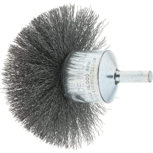 Tru-Maxx - 3" Brush Diam, Crimped, Flared End Brush - 1/4" Diam Steel Shank, 16,000 Max RPM - Americas Industrial Supply