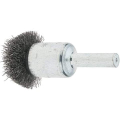 Tru-Maxx - 1" Brush Diam, Crimped, Flared End Brush - 1/4" Diam Steel Shank, 25,000 Max RPM - Americas Industrial Supply