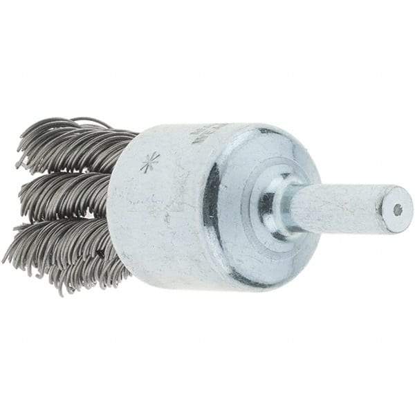 Tru-Maxx - 3/4" Brush Diam, Knotted, End Brush - 1/4" Diam Steel Shank, 22,000 Max RPM - Americas Industrial Supply