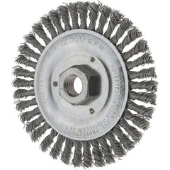 Tru-Maxx - 5" OD, 5/8-11 Arbor Hole, Stringer Bead Steel Wheel Brush - 3/16" Face Width, 7/8" Trim Length, 0.02" Filament Diam, 12,500 RPM - Americas Industrial Supply