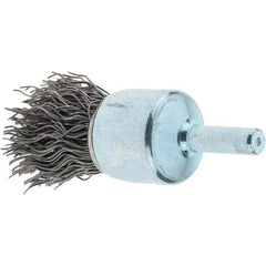 Tru-Maxx - 3/4" Brush Diam, Crimped, Flared End Brush - 1/4" Diam Steel Shank, 22,000 Max RPM - Americas Industrial Supply