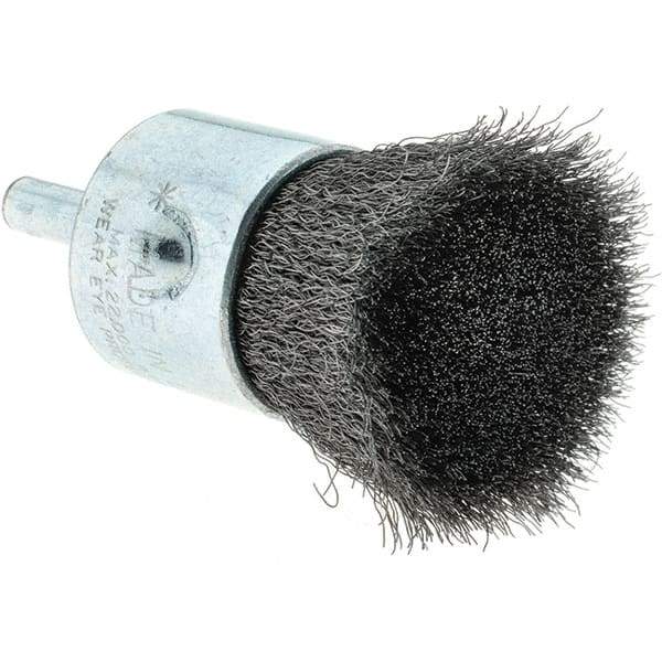 Tru-Maxx - 1" Brush Diam, Crimped, Flared End Brush - 1/4" Diam Steel Shank, 22,000 Max RPM - Americas Industrial Supply