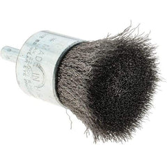 Tru-Maxx - 1" Brush Diam, Crimped, Flared End Brush - 1/4" Diam Steel Shank, 22,000 Max RPM - Americas Industrial Supply