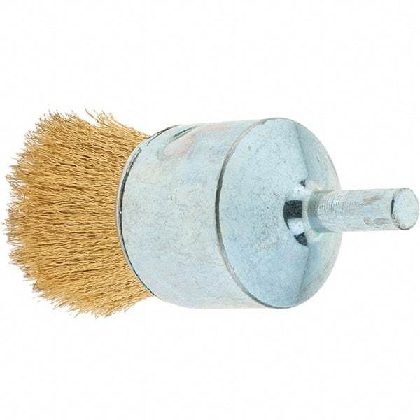 Tru-Maxx - 1" Brush Diam, Crimped, Flared End Brush - 1/4" Diam Steel Shank, 20,000 Max RPM - Americas Industrial Supply