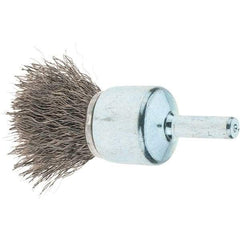 Tru-Maxx - 3/4" Brush Diam, Crimped, Flared End Brush - 1/4" Diam Steel Shank, 22,000 Max RPM - Americas Industrial Supply