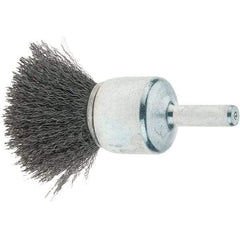 Tru-Maxx - 3/4" Brush Diam, Crimped, Flared End Brush - 1/4" Diam Steel Shank, 22,000 Max RPM - Americas Industrial Supply