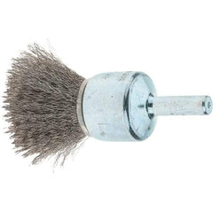 Tru-Maxx - 3/4" Brush Diam, Crimped, Flared End Brush - 1/4" Diam Steel Shank, 22,000 Max RPM - Americas Industrial Supply