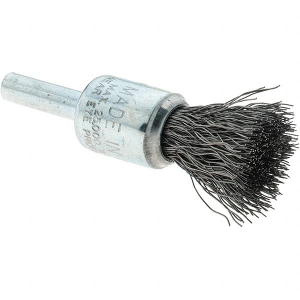 Tru-Maxx - 1/2" Brush Diam, Crimped, Flared End Brush - 1/4" Diam Steel Shank, 25,000 Max RPM - Americas Industrial Supply