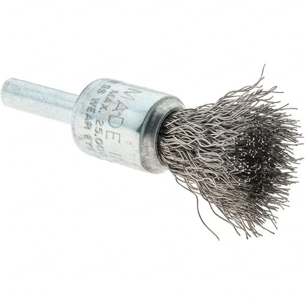 Tru-Maxx - 1/2" Brush Diam, Crimped, Flared End Brush - 1/4" Diam Steel Shank, 25,000 Max RPM - Americas Industrial Supply